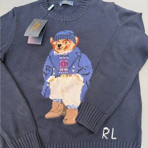 Ralph Lauren Navy Sweater with Bear Design